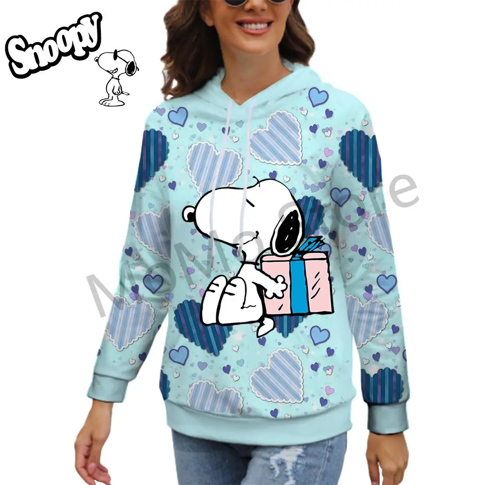 Snoopy Lovely Women's Hoodies 2024 Versatile Streetwear 3D Print Kawaii Clothes Autumn Black Hoodie High Quality Sweatshirts New