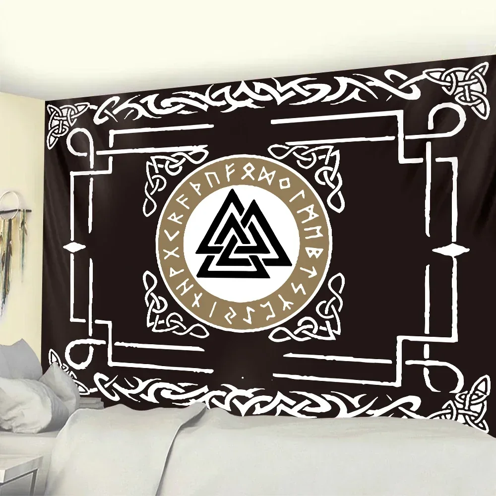 Viking Mystery Symbol Home Decoration Art Tapestry Bohemian Decoration Yoga Mat Hippie Yoga Mat Sofa Blanket Sheets