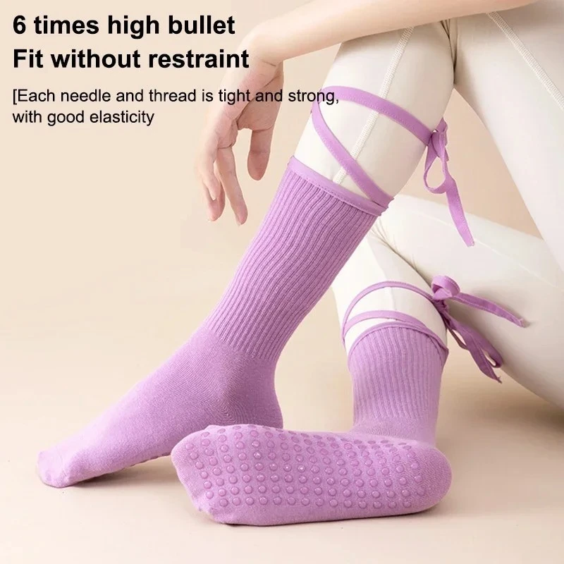 Professional Strap Yoga Stockings Women Gym Fitness Non Slip Socks Cross Drawstring Pilates Workout Multi Color Breathable Socks