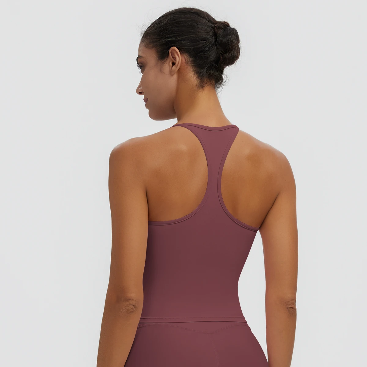 Hamidou Solid Color Beautiful Back Yoga I-shaped Vest Thin Shoulder Straps Vest with Chest Pad Gym Sports Running Workout Top