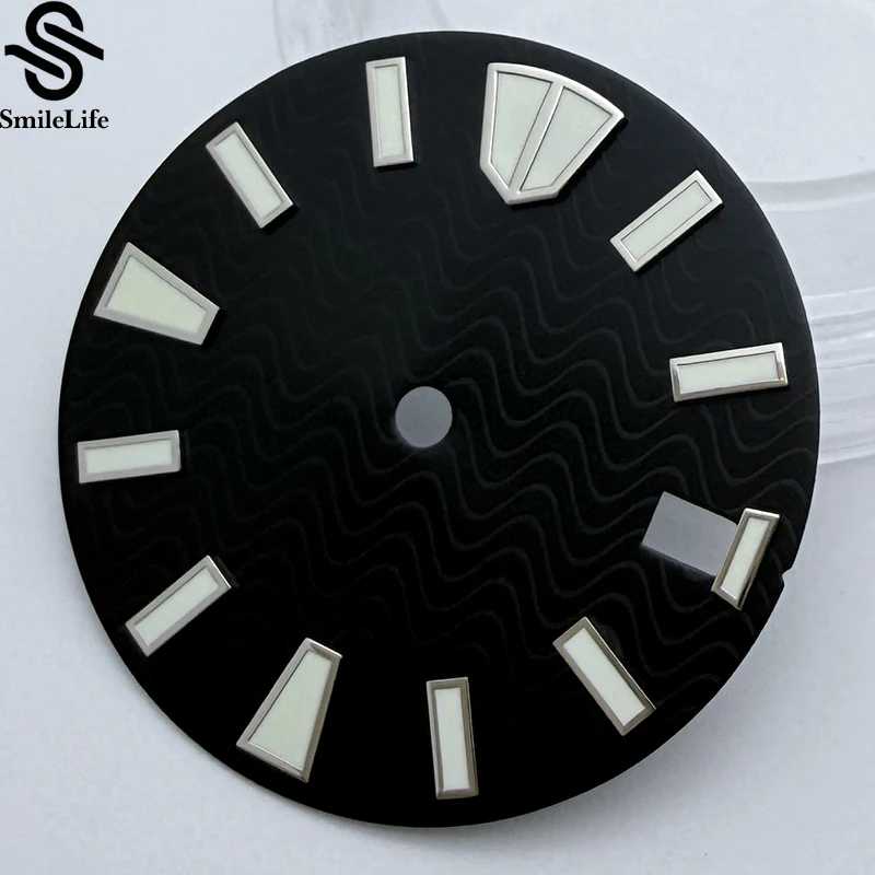 SmileLife 28.5 مللي متر ساعة بقرص أخضر مضيء بتقويم واحد ساعة بديلة للوجه أقراص زرقاء/برتقالية/سوداء لحركة NH35/NH36