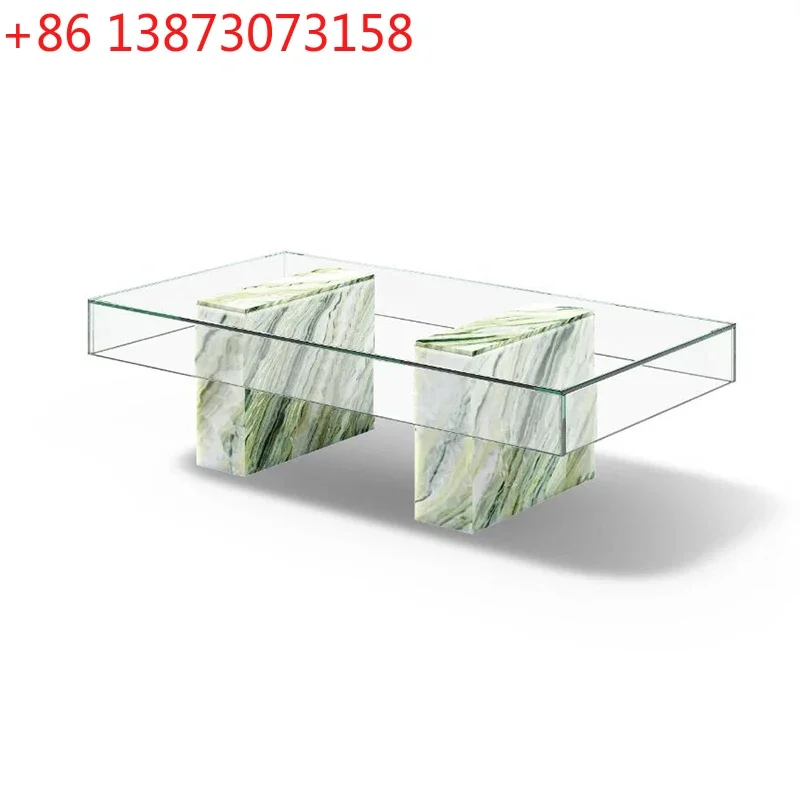 

Italian light luxury square small apartment designer modern minimalist marble tempered glass coffee table