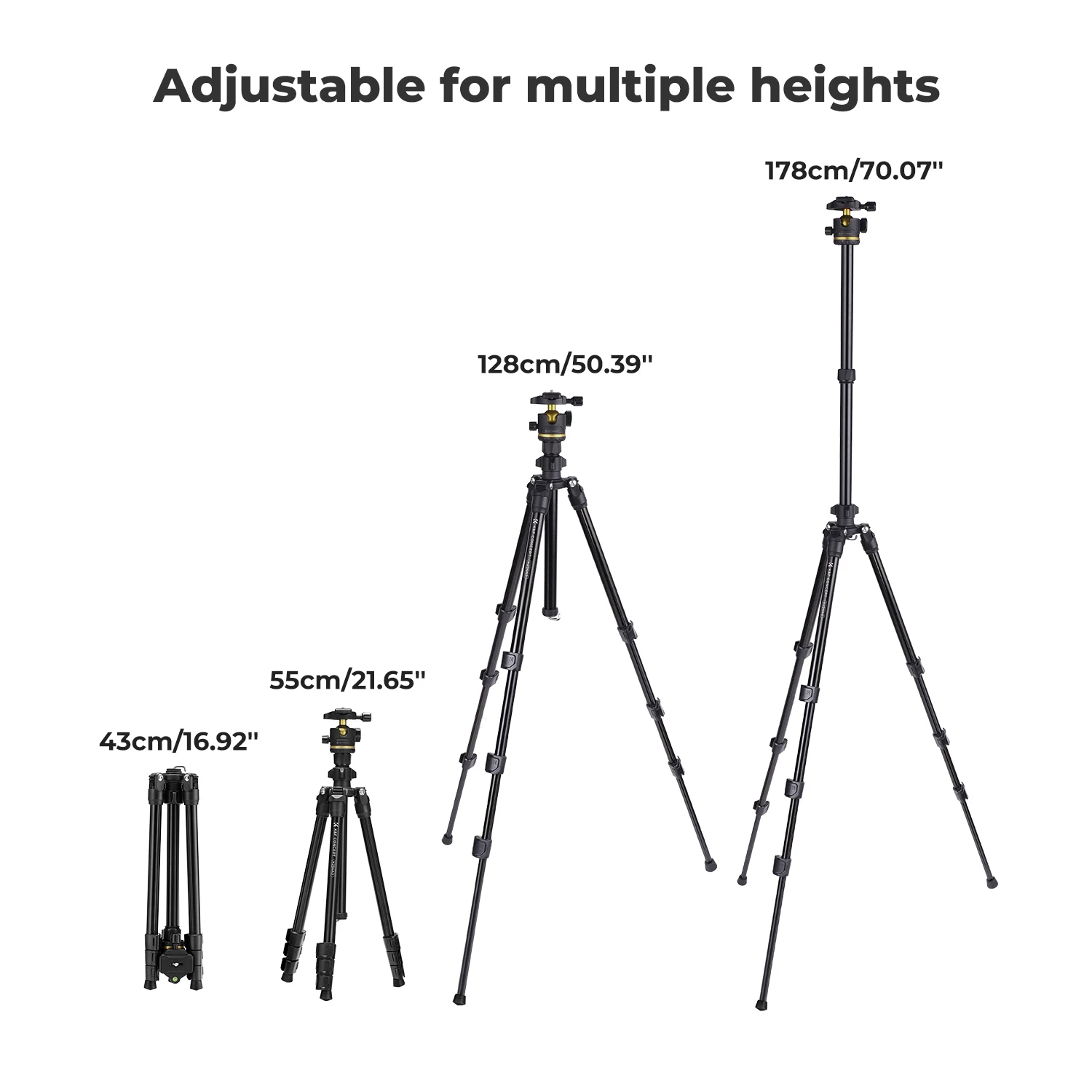 K&F Concept KA234A3 70.07 Inch Camera Tripod Portable Aluminum Travel Tripod with BH-36 360 Degree Panorama Ball Head for DSLR