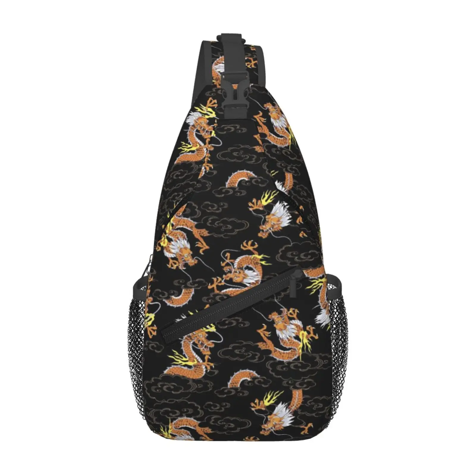 Funny Chinese Dragon Pattern Print Sling Bag Men Women Chest Bag Car Shoulder Backpack Daypack for Hiking Outdoor Sports Bag
