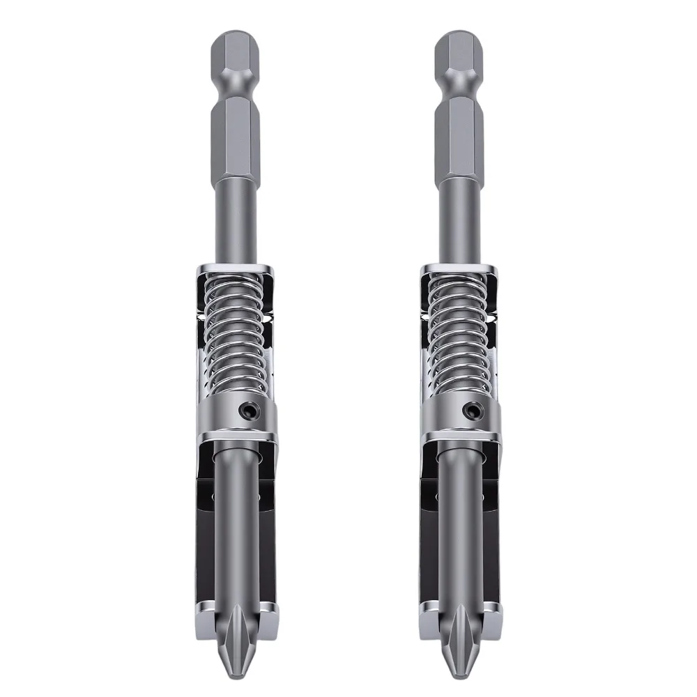 2pcs Non Magnetic Spring Loaded Screwdriver Bit Spring Loaded Anti Drop Screw Retaining Tool Single Hand Operation