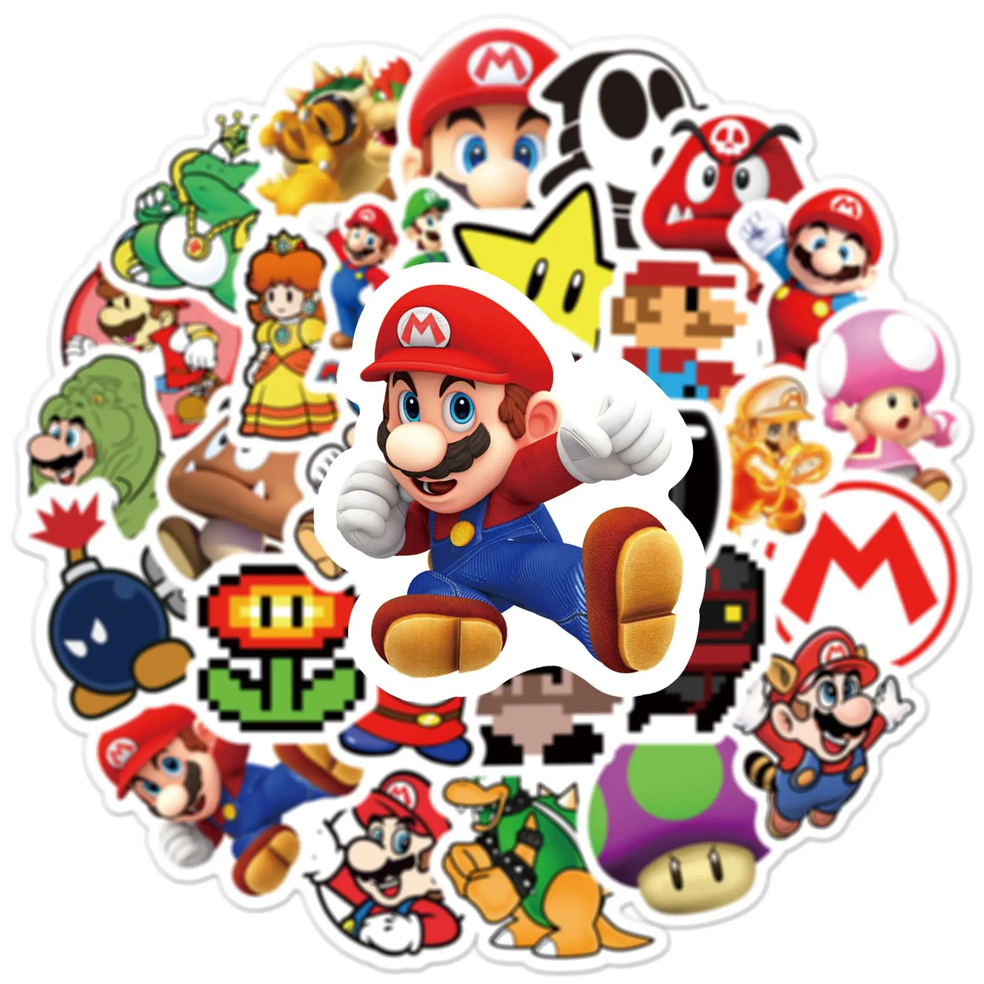 50PCS Classic Game Super Mario Sticker Toys Graffiti Decals Laptop Luggage Skateboard Waterproof Sticker Kid Toy