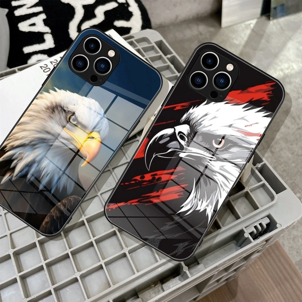 Flying eagle oil painting Phone Case Tempered Glass For IPhone 16 15 14 13 12 Pro Max Plus Samsung S24 S23 xiaomi 14 13 Covers