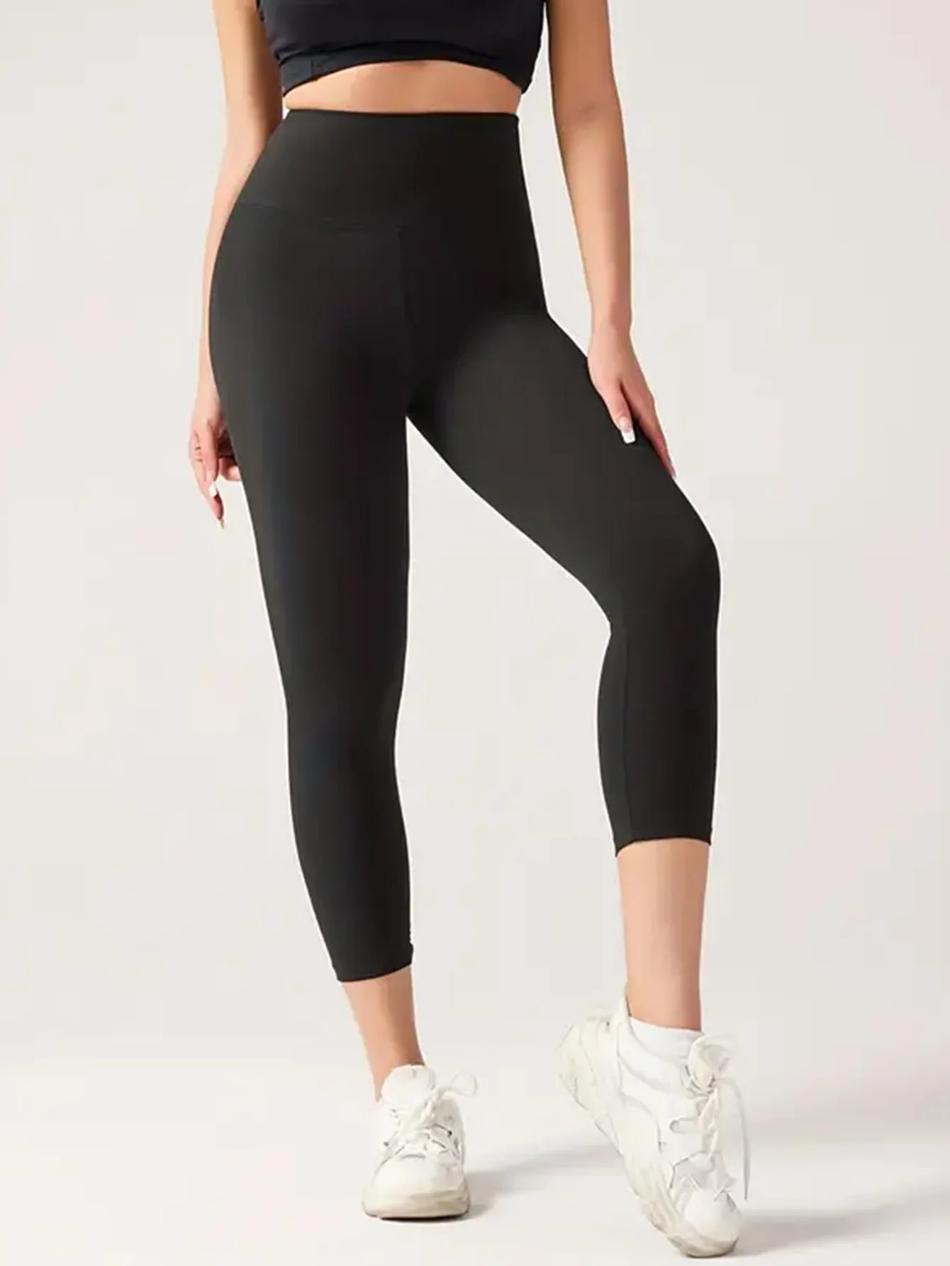 Women's Stretch Slim-Fit Yoga Joggers Capri Shorts Korean Street Style Solid Color Urban Comfortable Soft Daily Wear ActivePants