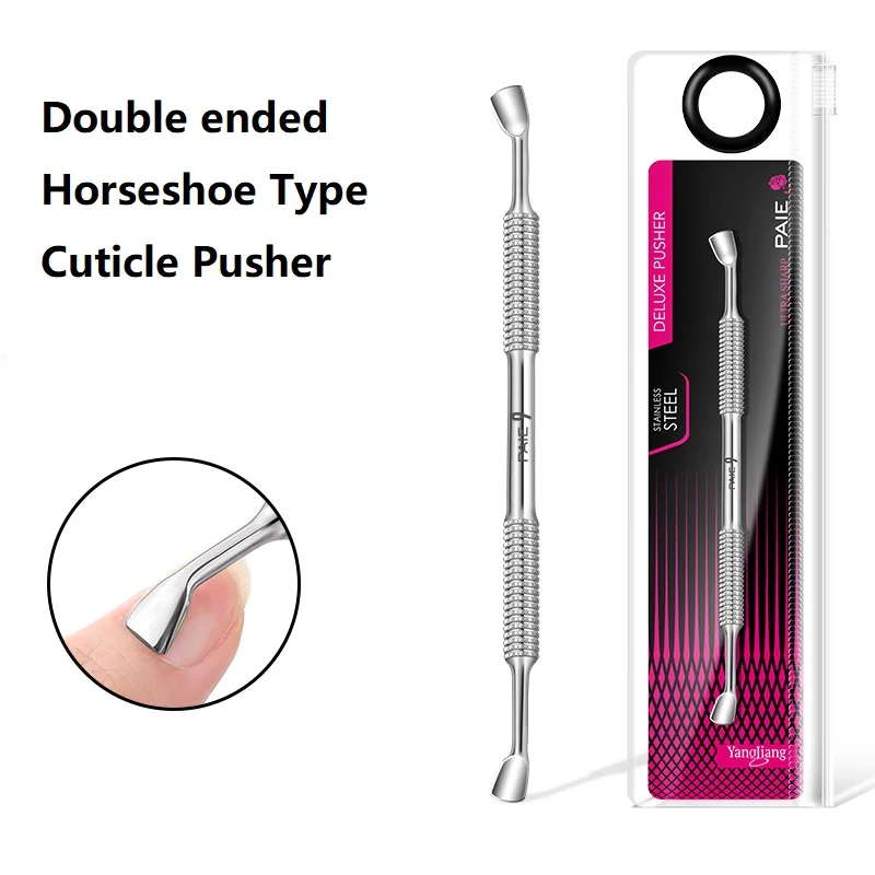 Manicure Cuticle Pusher Double-end Horseshoe Shape Nail Gel Polish Remover Peeler Scraper Stainless Steel Manicure Tool