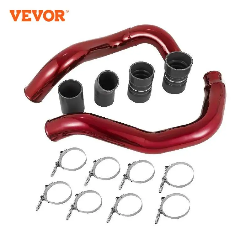 

Red/Silver Silicone Turbo Intercooler Pipe Boot Kit CAC Tubes Piping Boost Hoses Kits for 03-07 Ford 6.0L Powerstroke