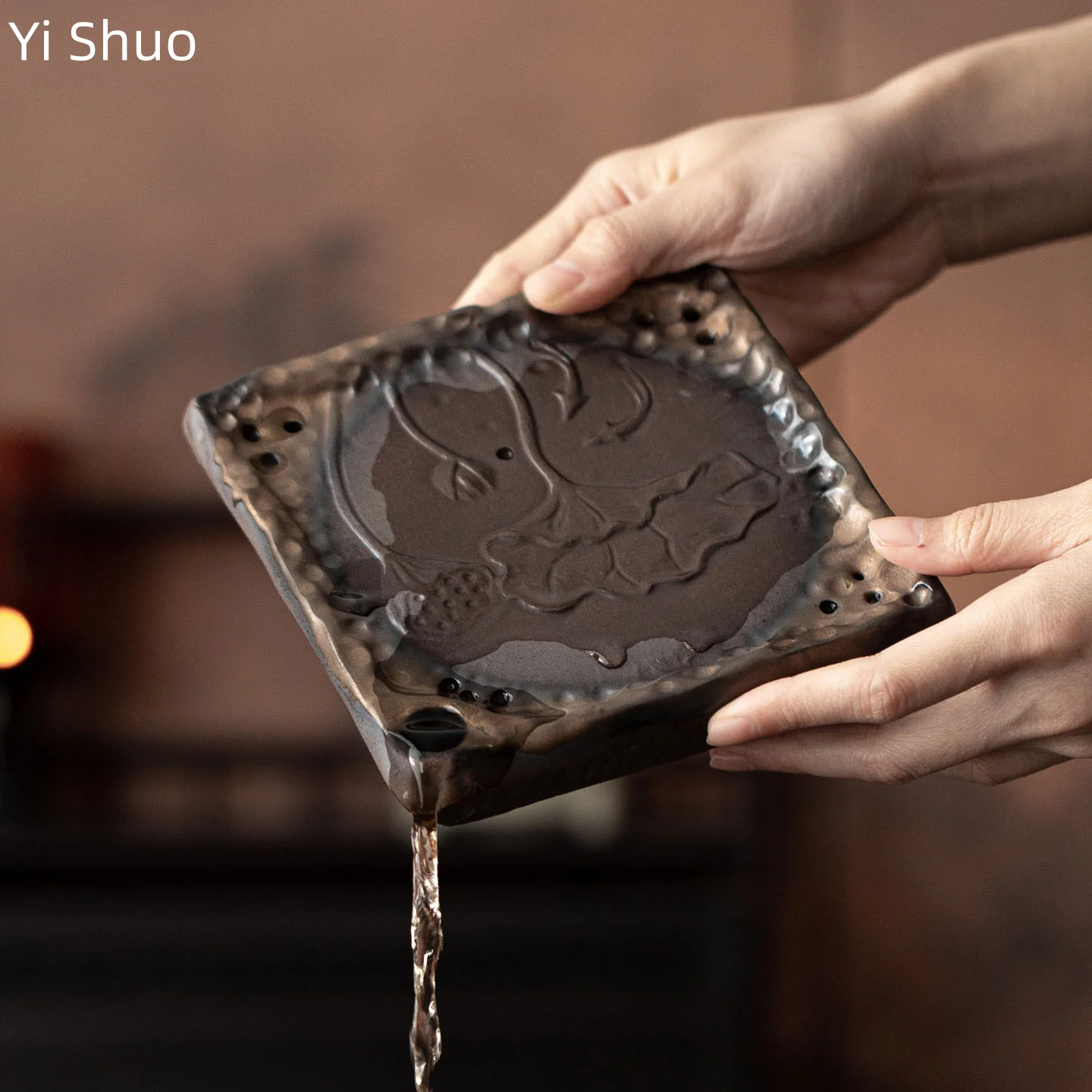 

Ancient Style Square Dry Bubble Tray Zen Home Teapot Holder Tea Tray Water Storage Base Small Tea Table