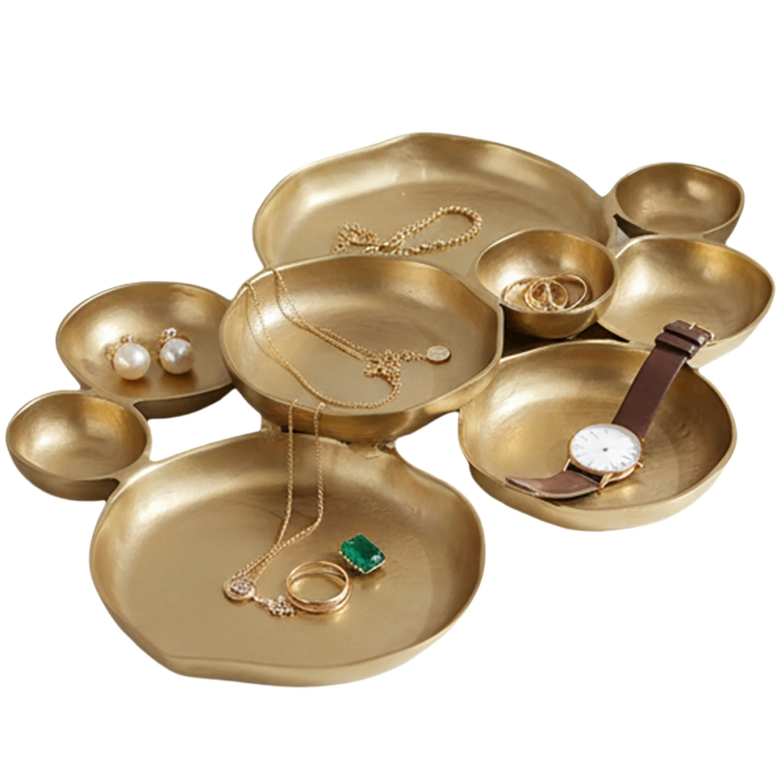 

9 Grid Cluster Serving Tray Elegant Snack Tray Cluster Serving Bowls (Gold)