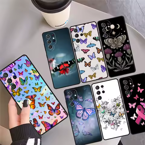 Beautiful Butterfly Phone Case Cover Coque For Samsung Galaxy S24 Ultra 23 S22 Plus S21 FE S20 S8 S9 S10 Note 10 Pro Note 20