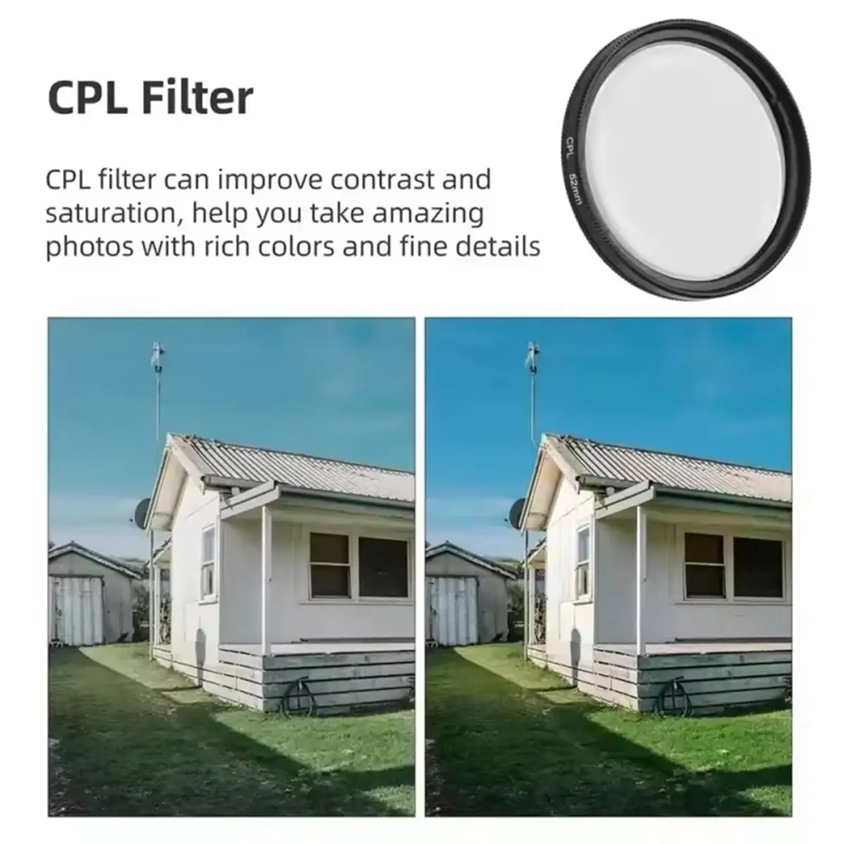52mm Circular Universal Portable Polarizer Camera Lens Cpl Filter Y80A
