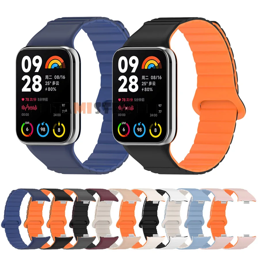 Magnetic Loop Strap For Xiaomi Mi Band 8 Pro Wristband Silicone Replacement Bracelet For Mi Band 8 Pro Smart Watch Band Correa