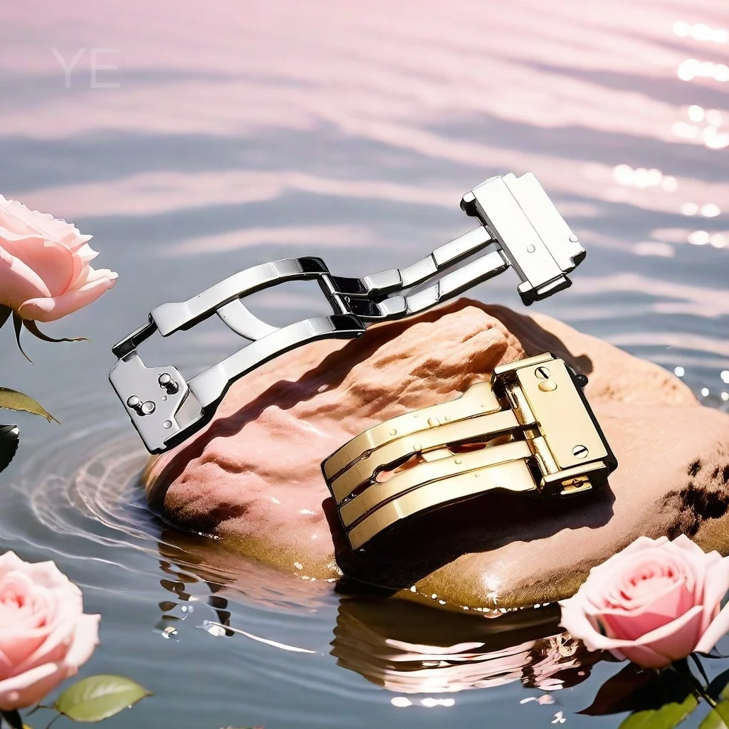 Glossy Smooth Solid Stainless Steel Fold Buckle for Hublot Big Bang Yubo Series Waterproof Watch Accessories 18 20 22 24mm