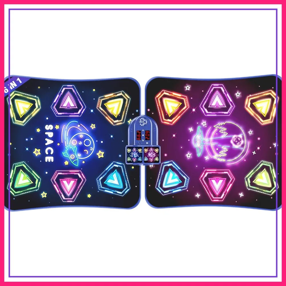 

Dance Mat for Girls 4-8, Electronic Dance Mat Toys, 2-Player LED Music Dance Mat with 5 Modes, Develops Hand-Eye Coordination