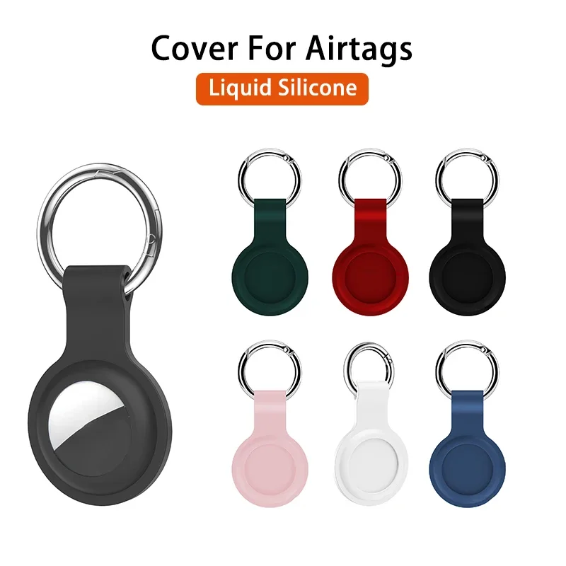 Cover for Apple Airtags Case Liquid Silicone Protective Shell Tracker Accessories Anti-scratch Sleeve Keychain Air Tag Case