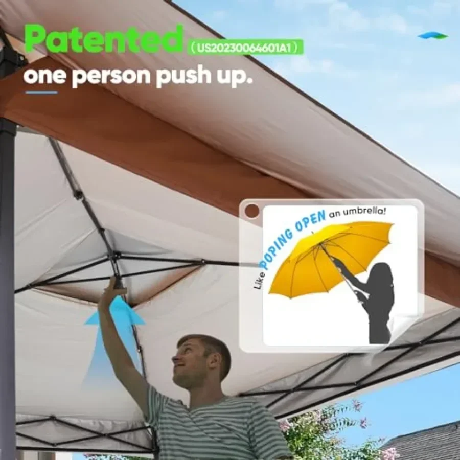 13'x13' Pop up Gazebo  Tent One Person Set up Portable Inst Folding Shelter Outdoor  Tent with Extra Shade for Backyard Patio P