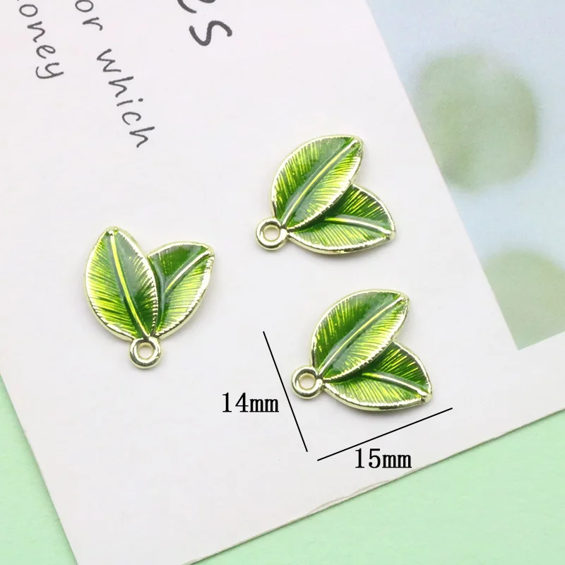 11Pcs Drop Oil Pearl Green Leaf Branch Earrings Jewelry Pendant Material DIY Jewelry Accessories Handmade Material