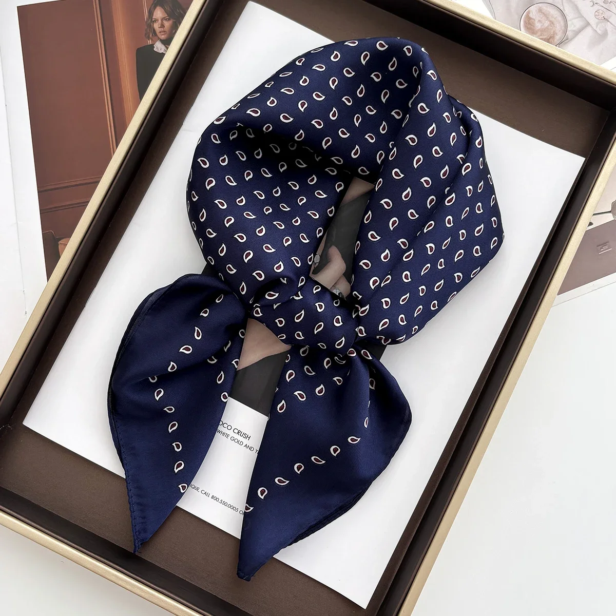 70*70 سنتيمتر المرأة مربع وشاح لينة الساتان الأزهار طباعة التفاف فولارد منديل عصابات الشعر نحيل التعادل الحجاب شالات #6