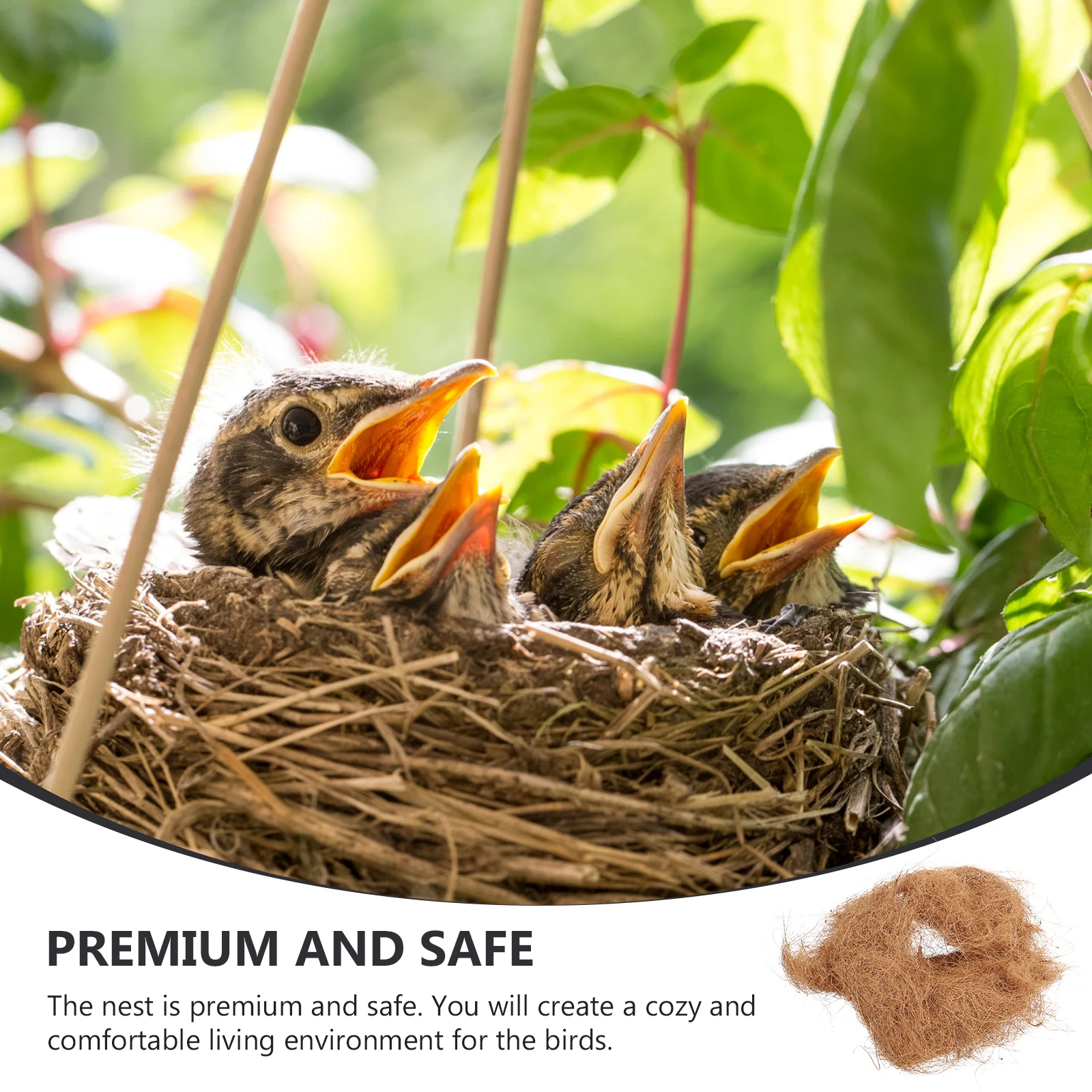 

Bird's Nest Cushion Material Nesting Supplies Light Brown Coconut Palm Silk Natural