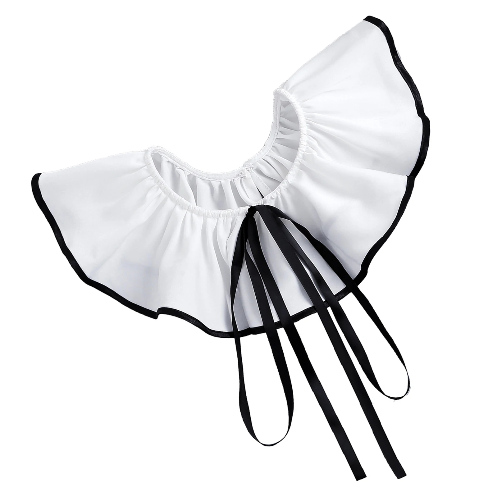 خمر انفصال تكدرت مطوي وهمية طوق الأبيض قابل للتعديل الدانتيل فو ديكي للنساء بلوزة قميص حفلة التخرج #5