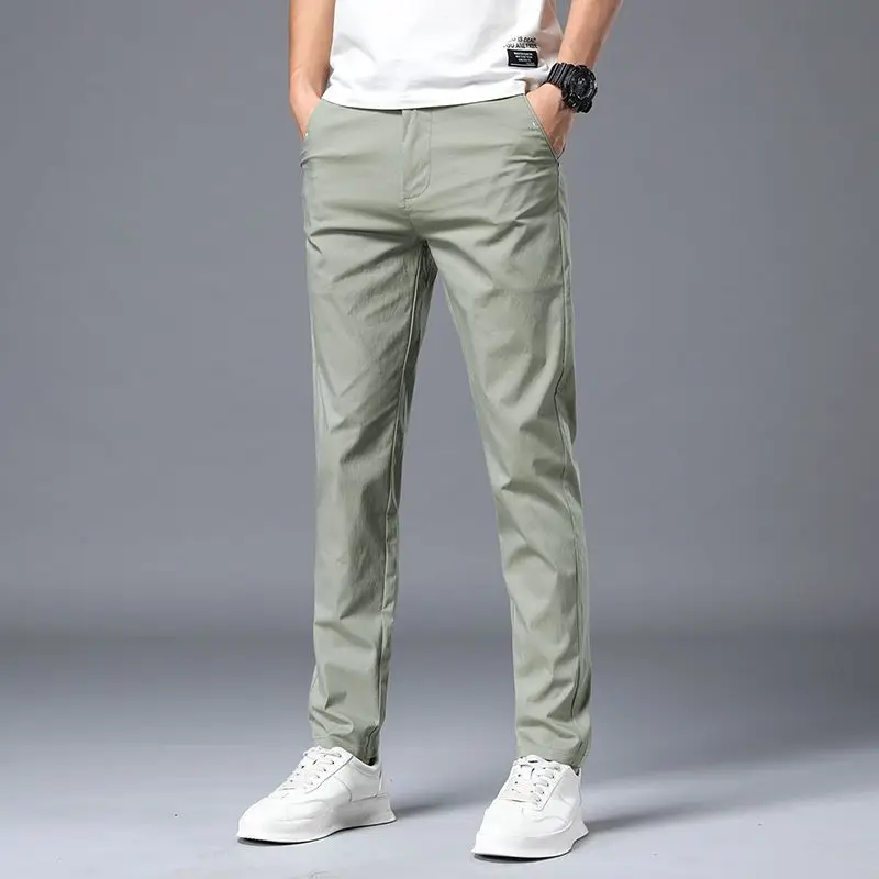 

Fashion Men's Clothing Casual Pants Summer Quick Drying Pants Thin Straight Stretch Business Slim Trousers Korean Pants Male