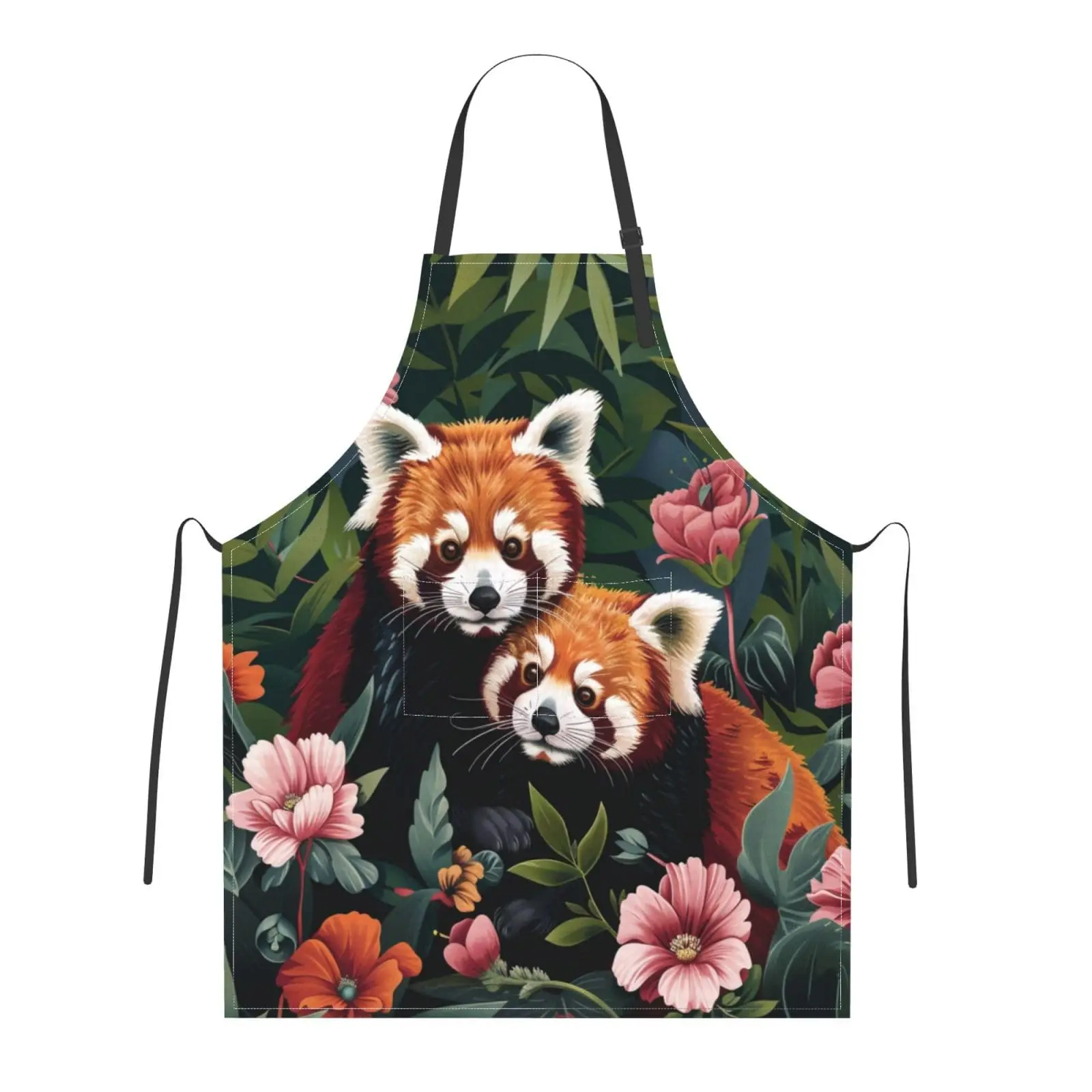 

Brown Raccoons Apron For Women Men With Pocket Unisex Apron With Adjustable Neck For Home Kitchen Decor Apron