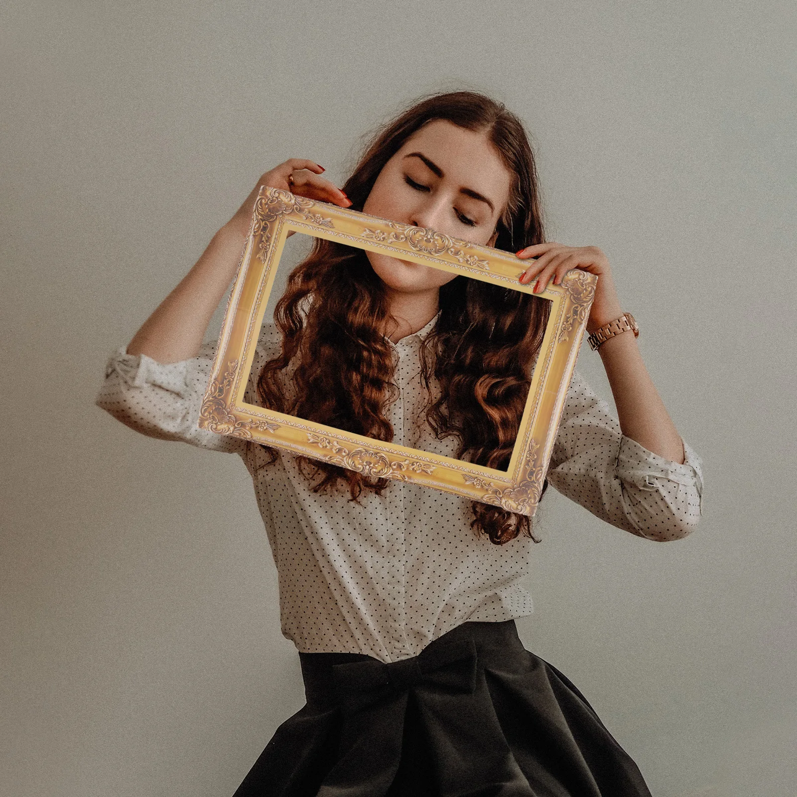 

8pcs 8 Pack Photo Frame Wedding Props Decoration Graduation Party Supplies Photobooth Pictures Golden DIY