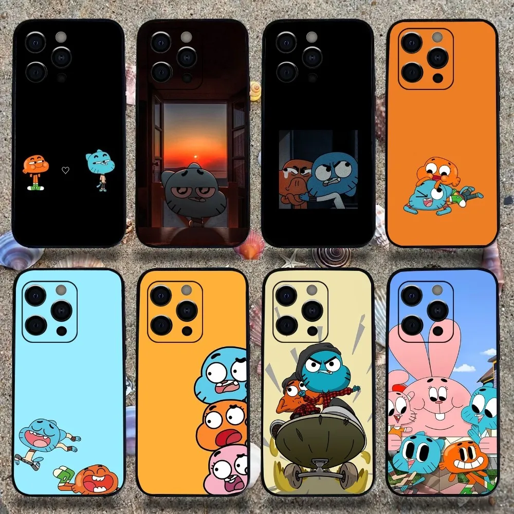 Cartoon A-Amazing World of G-Gumball Phone Case For Apple iPhone 15,14,13,12,11,Pro,X,XS,Max,XR,Plus,Mini Soft Black Cover