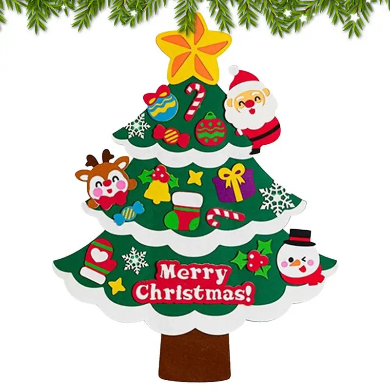 Kids Felt Christmas Tree Detachable Christmas Tree Set Felt Kids Christmas Toy Snowman Craft Kits Stocking Christmas Decor For