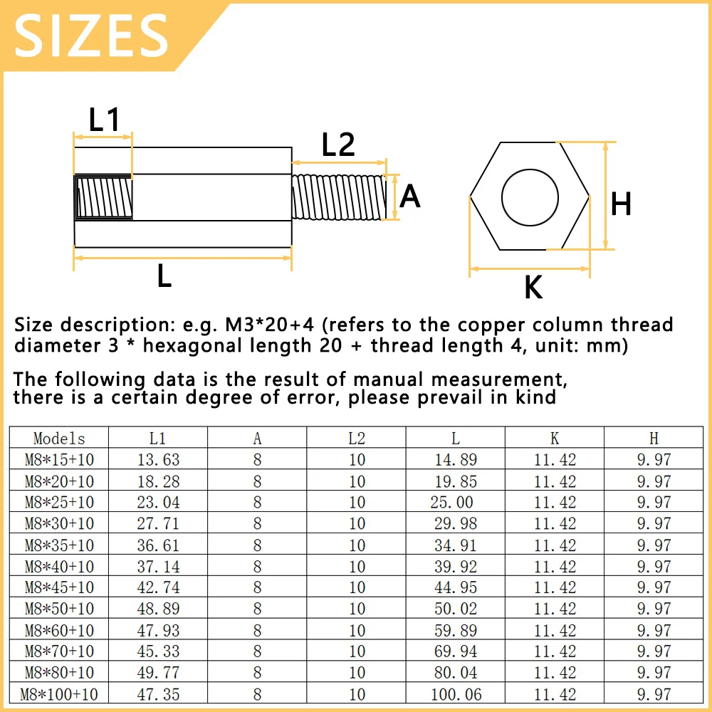 5/10/20PCS M8 Brass Motherboard Standoffs Hex Copper PCB Support Racks Spacing Screw Metric Thread Male Female Spacers Standoff
