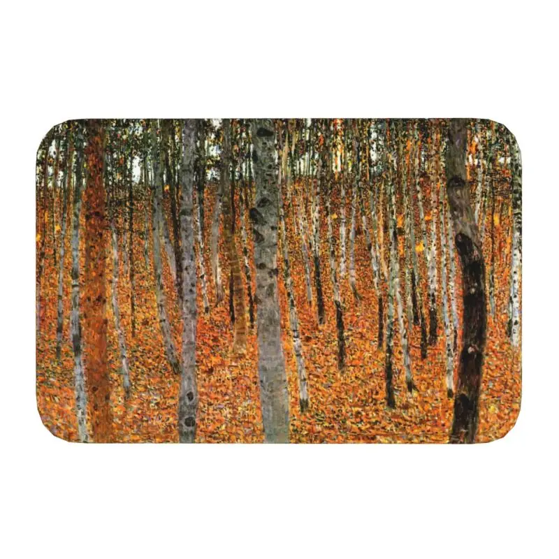 Felpudo personalizado de bosque de haya de Gustav Klimt, felpudo antideslizante, pintura artística, baño, cocina, dormitorio, alfombra, 40x60cm