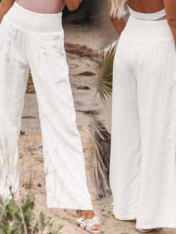 カジュアル ワイドレッグ コットン リネン パンツ 春夏 ゆったり ロングパンツ ストリートスタイル 非対称 ナチュラルウエスト その他の素材