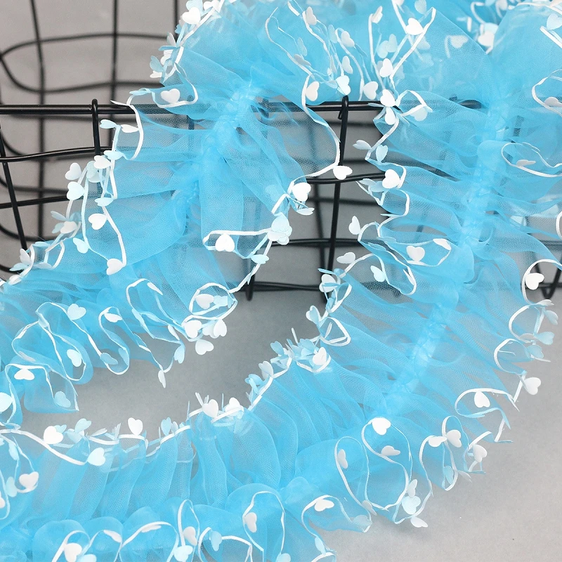 

20meters Diy Clothing Craft Lace Decorative Accessories Pleated Hat Hearts Fabric Curtain Dress Textile Ruffled Edge Lace Trims