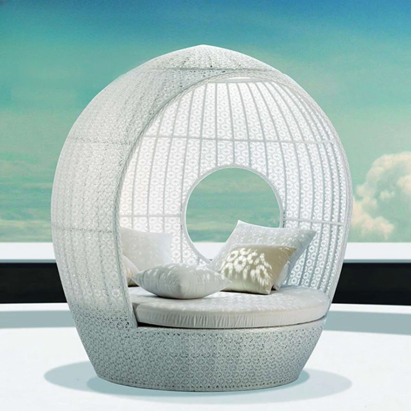 

Outdoor rattan large round bed creative leisure bed outdoor villa open-air courtyard swimming pool lazy bed recliner