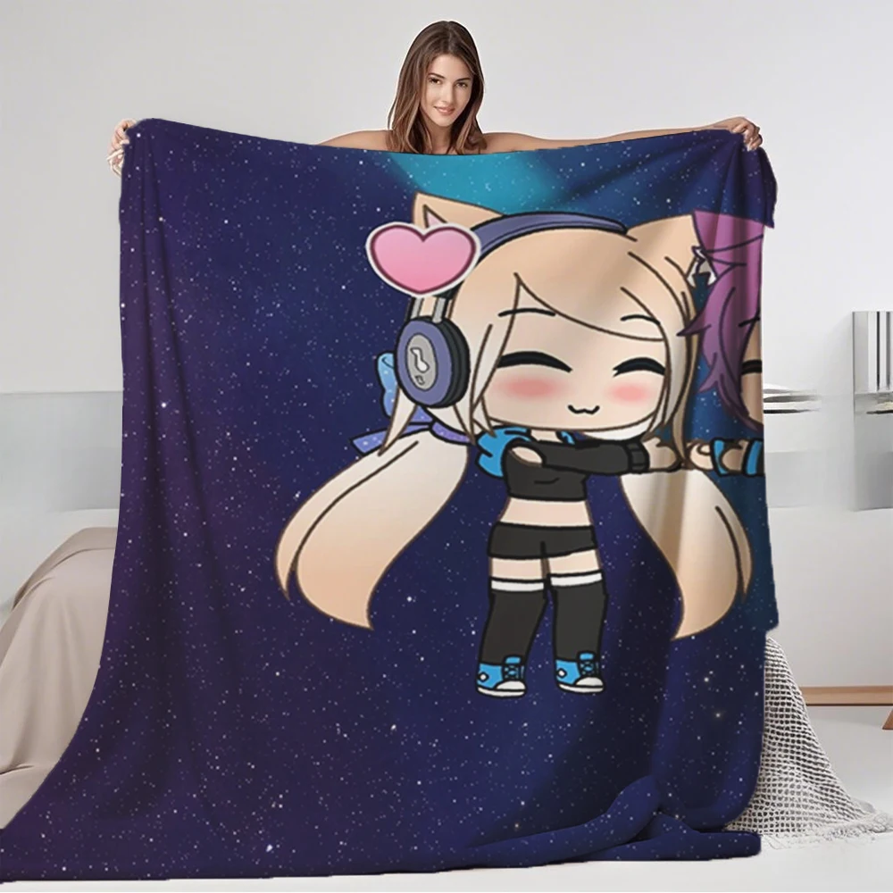 

Home Essential Flannel Bed Blanket Cute Gacha Girl And Japanese Zen Double-sided Throw Premium Bedding No-shedding Skin-friendly