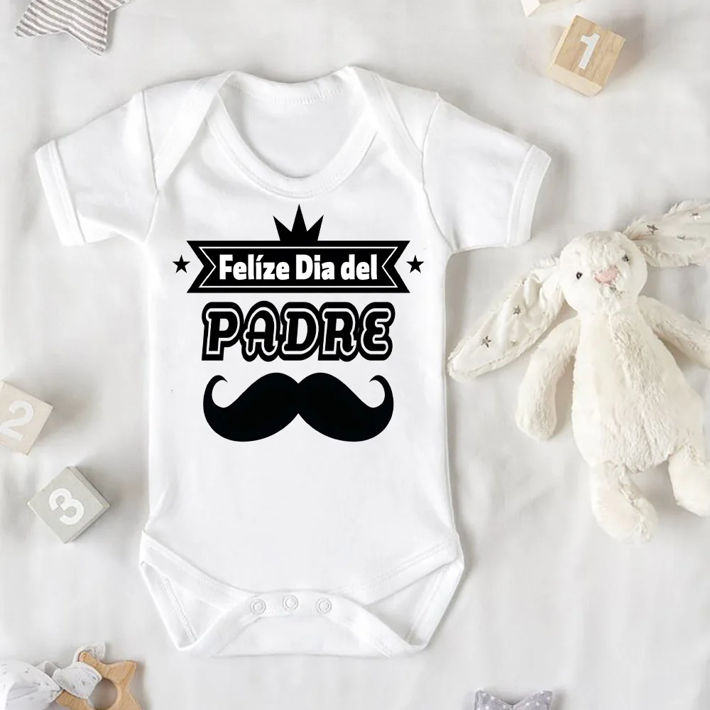 

Feliz Dia Del Padre Printed Baby Romper Girls Boys Newborn Bodysuits Short Sleeve Infant Jumpsuit Fathers Day Baby Gift