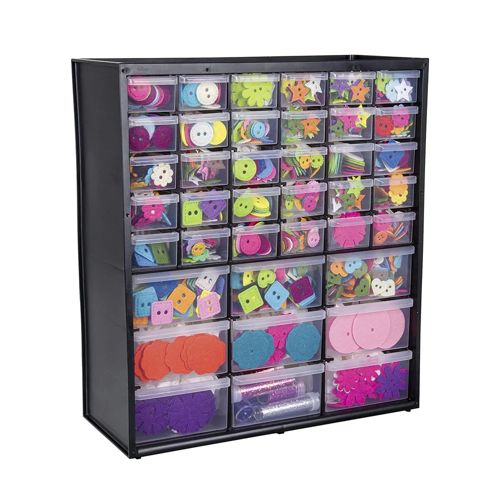 39 ลิ้นชักตู้ CRAFT Organizer STACKABLE ติดผนังพลาสติกใสอุปกรณ์งานอดิเรก Desktop Storage