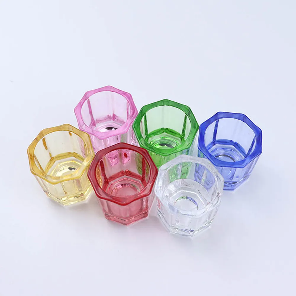 6pcs Dental Glass Mixing Bowls Household Octagonal Dappen Dishes Resin Mixing Cup s Powder Container Dentistry Lab Materials