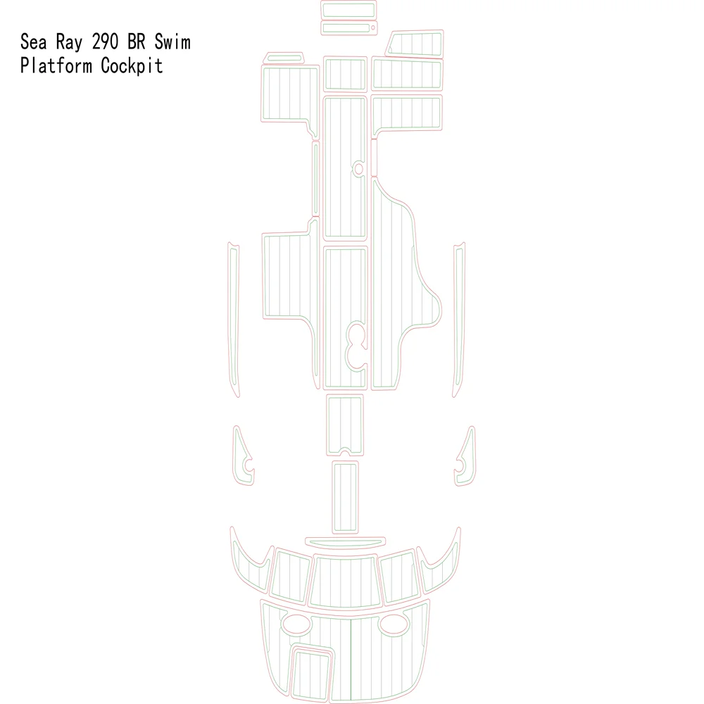 

Sea Ray 290 BR Swim Platform Cockpit Boat EVA Faux Teak Deck Floor Pad