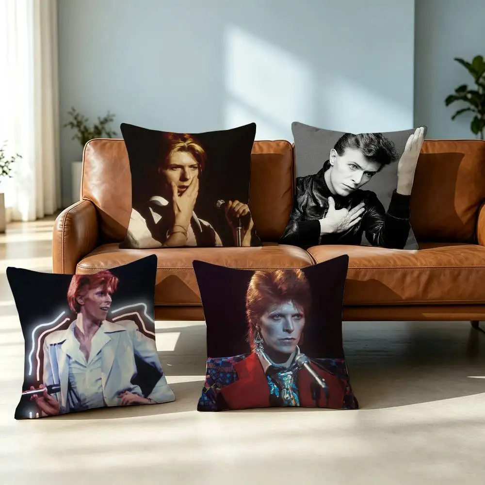 David Bowie Glam Rock Pillow Case Square Double-Sided Sofa Cushion Cover Bedroom Bedside Pillow Gift