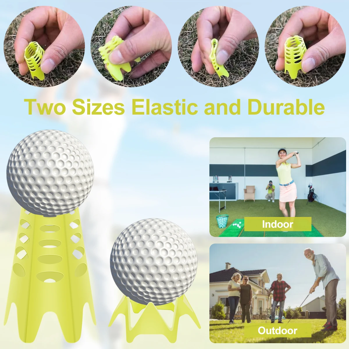 20Pcs Plastic Golf Tees Reusable Lightweight Simulator Portable Golf Mat Tees for Home Outdoor Indoor Turf and Driving Range