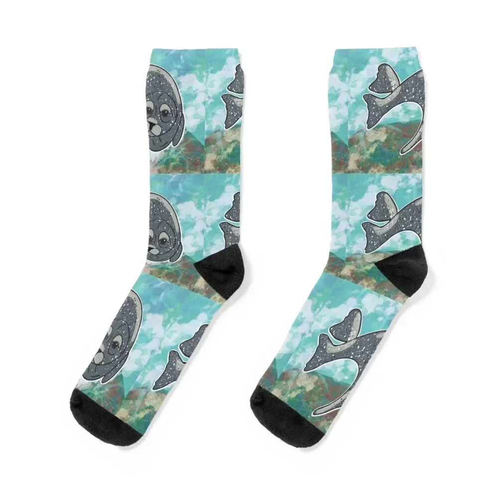 

Harbor Seal Underwater - Digital Painting Socks warm winter summer Non-slip Male Socks Women's