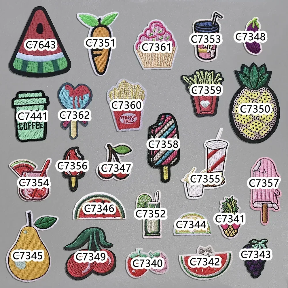 Cartoon fruit dining patterns, hot melt adhesive ironing, embroidery cloth stickers, DIY decorative clothing accessories patches