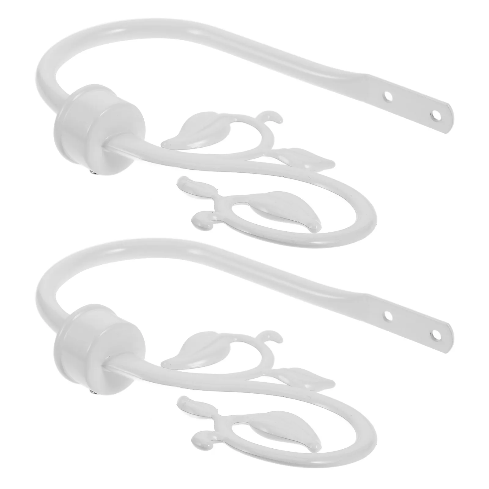 2Pcs Window Curtain Holdbacks Leaf Design Metal Hooks Brass Curtain Tiebacks Wall Mounted Drapery Holders