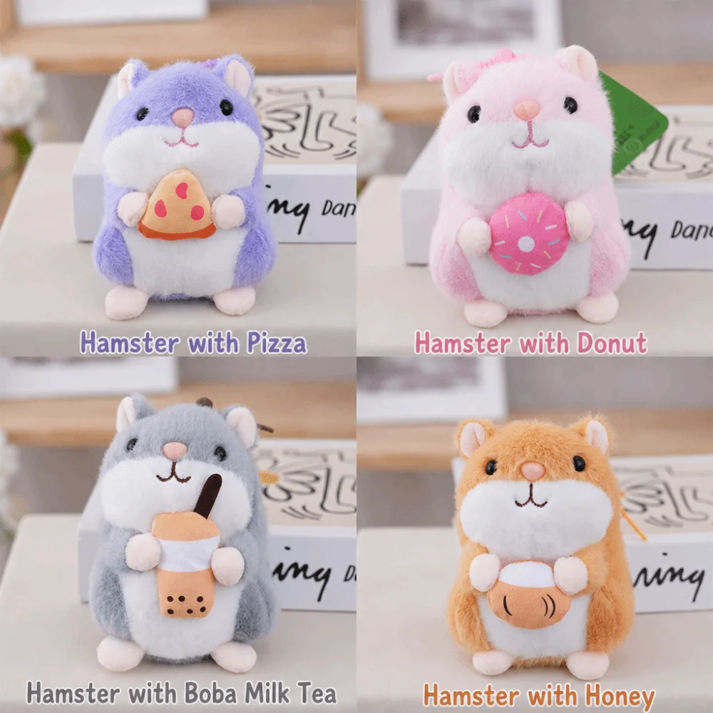Kawaii Cartoon Hamster Keychian Pendant Multicolor Hairry Backpack Pendant 13cm Animal All Age