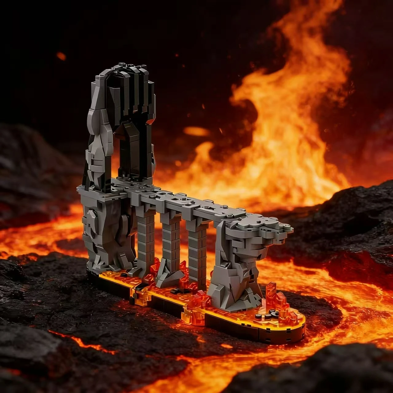 

Набор строительных блоков MOC «Волшебные кольца» по мотивам фильма: «Огни горы Дом'ом» — технологичные кирпичики для самостоятельной сборки сцены, игрушки для детей, подарки