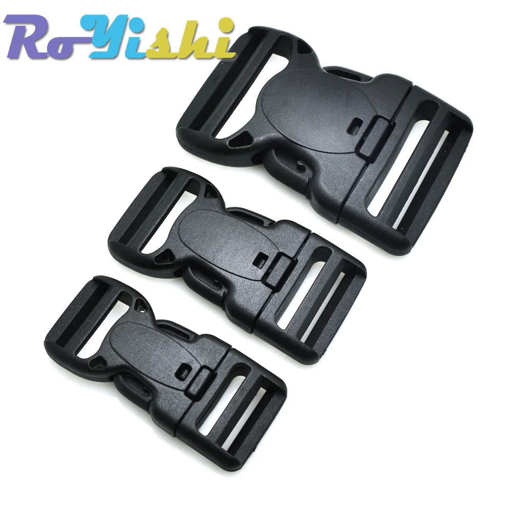 Plastic Dual Adjustable & Security Double Lock Buckle for Tactical Belts Black